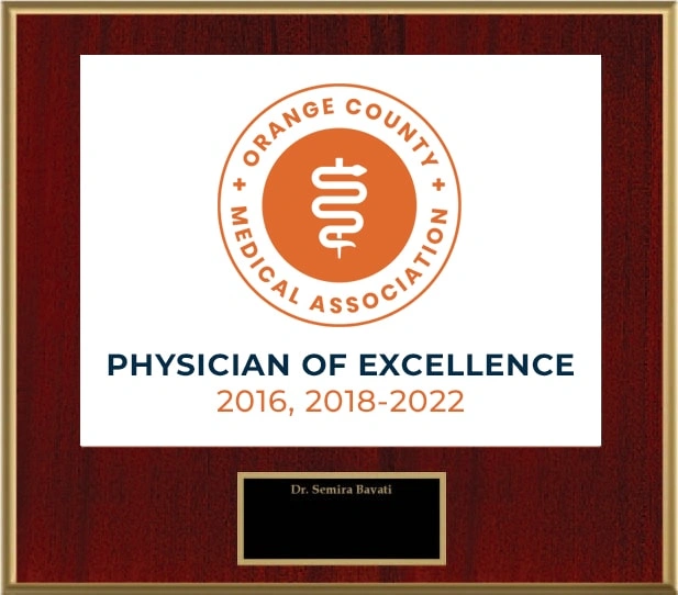 Orange County Medical Association Physician of Excellence Award Plaque 2016, 2018-2022